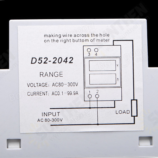 AC 80-300V Din Rail AC LED Dual Display Volt Meter Ammeter Voltage Ampere Gauge