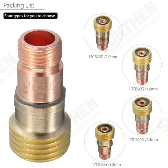 Brass Collets Stubby Gas Lens Connector With Mesh For Tig WP-17/18/26 Torch