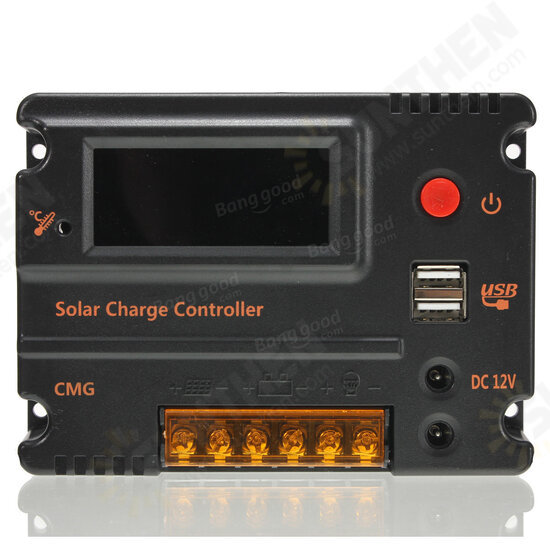 CMG-2420 20A 12V-24V LCD Display PWM Solar Panel Regulator Charge Controller with USB Port CMG-2420 20A 12V-24V LCD Display PWM Solar Panel Regulator Charge Controller with USB Port