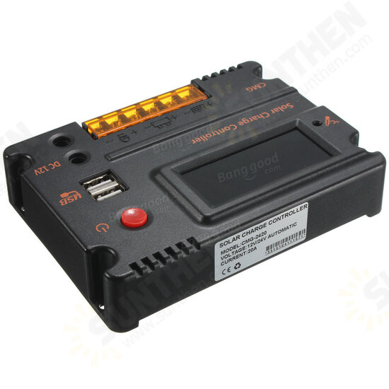 CMG-2420 20A 12V-24V LCD Display PWM Solar Panel Regulator Charge Controller with USB Port CMG-2420 20A 12V-24V LCD Display PWM Solar Panel Regulator Charge Controller with USB Port