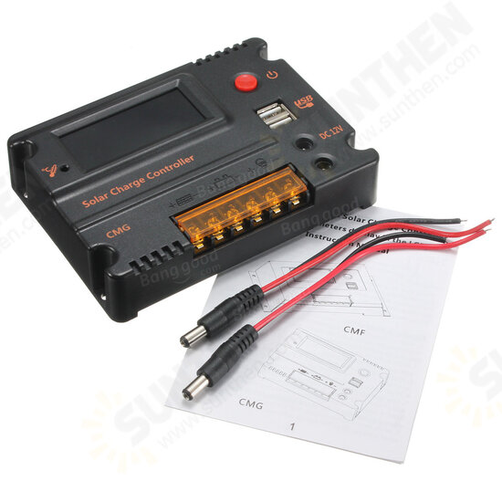 CMG-2420 20A 12V-24V LCD Display PWM Solar Panel Regulator Charge Controller with USB Port CMG-2420 20A 12V-24V LCD Display PWM Solar Panel Regulator Charge Controller with USB Port