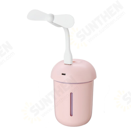 DC 5V 2W USB Humidifier 200mL Air Purify Water Meter Cooler Fan Mushroom Night Light Lamp