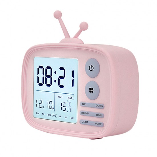 DC 5V Digital Alarm Clock Temperature Display Cartoon Bedside Student Backlight
