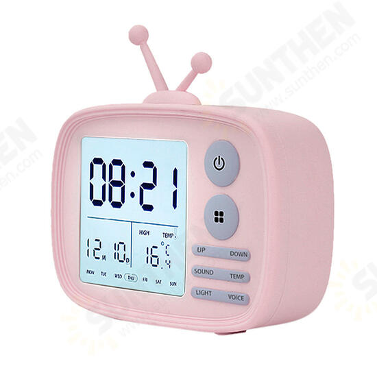 DC 5V Digital Alarm Clock Temperature Display Cartoon Bedside Student Backlight