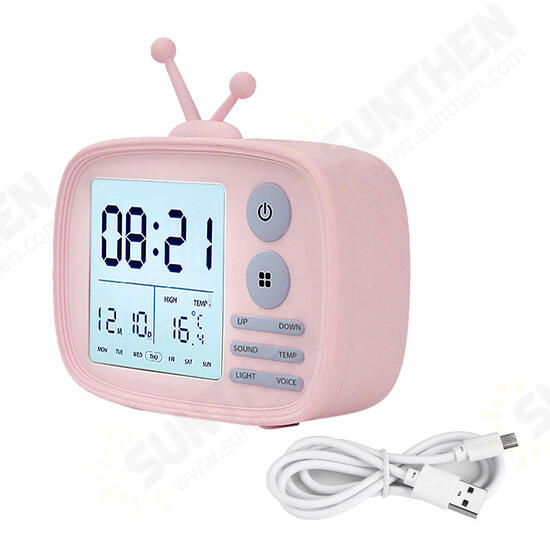 DC 5V Digital Alarm Clock Temperature Display Cartoon Bedside Student Backlight