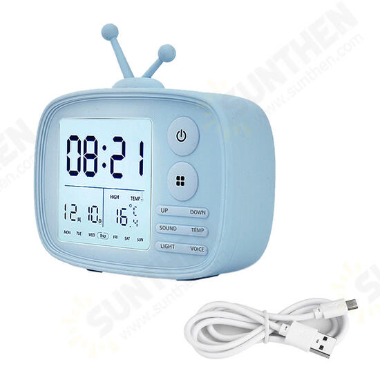 DC 5V Digital Alarm Clock Temperature Display Cartoon Bedside Student Backlight