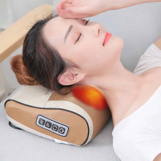 Electric Lumbar Neck Back Massage Pillow Cushion Infrared Heating Kneading Body Massager