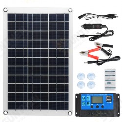 Max 100W Protable Solar Panel Kit Dual DC USB Charger Kit Single Crystal Semi-flexible Solar Power Panel w/ None/10A/30A/60A/100A Solar Controller