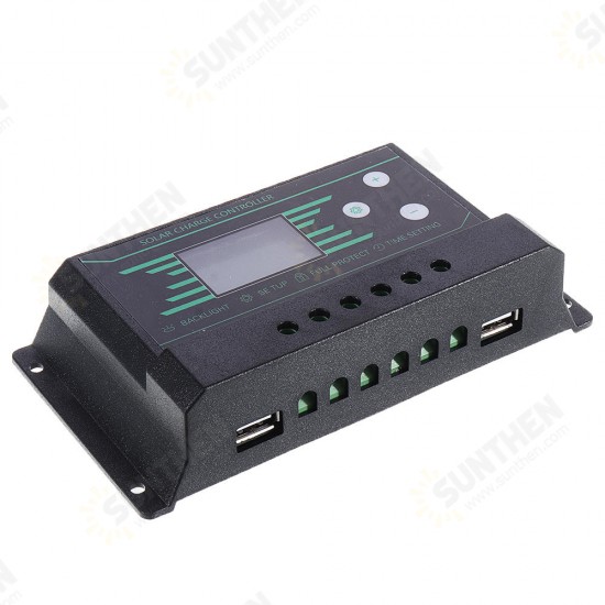 10/20/30A 12V/24V Auto Solar Charge Controller LCD Dispaly Battery Charge Solar Controller Dual USB Port 2.5A with Backlight