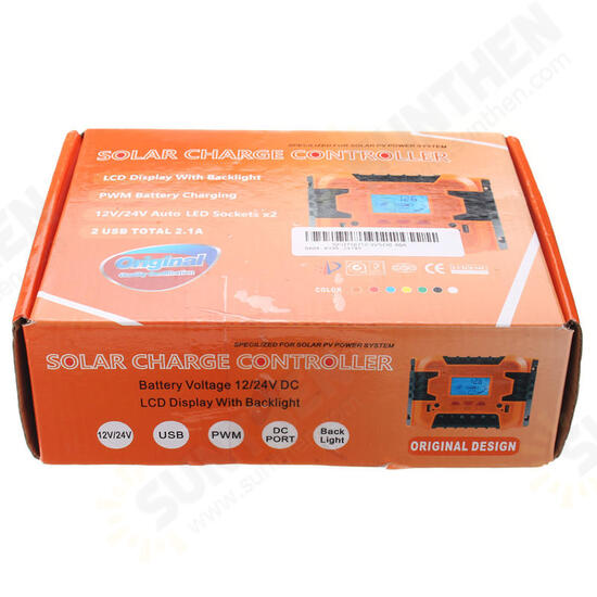 12V/24V Solar Charge Controller Battery Charging LCD Display Backlight 10A/20A/30A/40A/50A/60A