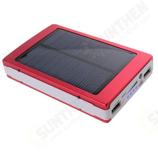 Portable Solar Panel Dual USB External Mobile Battery Power Bank Pack Charger for iPhone HTC