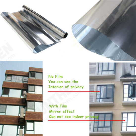 Silver Window Film One Way Mirror Insulation Stickers Solar Reflective 50cmx3m Silver Window Film One Way Mirror Insulation Stickers Solar Reflective 50cmx3m