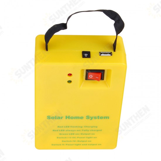 Solar Panel Generator System Portable Home Kit LED Light USB Charger W/ 2 Bulbs Solar Panel Generator System Portable Home Kit LED Light USB Charger W/ 2 Bulbs