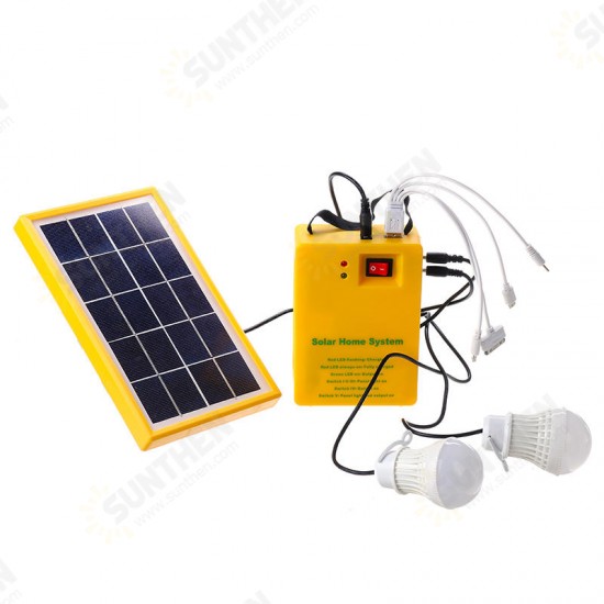 Solar Panel Power Generator Kit 5V USB Charger Home Outdoor System with 2 LED Bulbs Light Solar Panel Power Generator Kit 5V USB Charger Home Outdoor System with 2 LED Bulbs Light