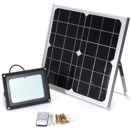 Solar Panel Powered 120 LED Security Motion Sensor Floodlight Waterproof Outdoor Garden Light+Remote
