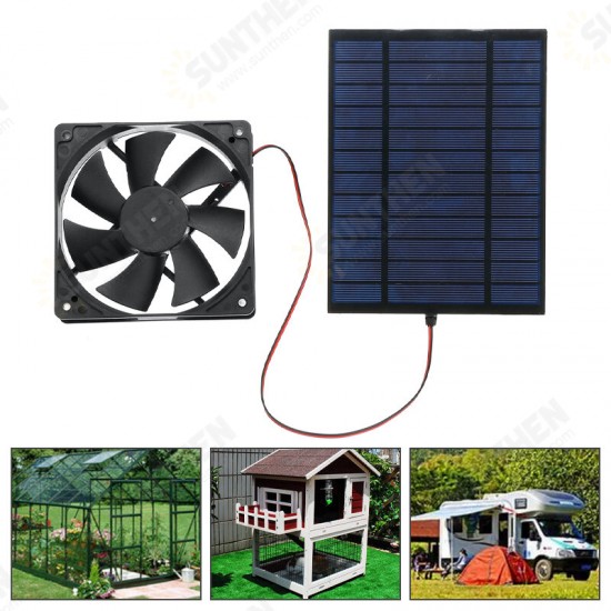 Solar Panel Powered Fan Mini Ventilator 20W Solar Panel 6-in Exhaust Fan