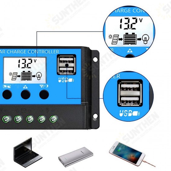 Solar Power Generation System 18W Solar Panel+4000W Dual USB LCD Power Inverter 12V to 220V/110V 30A Solar Charge Controller w/Dual USB Charger Ports