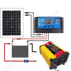 Solar Power Generation System Kit Dual USB 18W 18V Mono Solar Panel+ 4000W Power Inverter w/Bluetooth Speakers FM Radio+30A Solar Charge Controller Solar Power Generation System Kit Dual USB 18W 18V Mono Solar Panel+ 4000W Power Inverter w/Bluetooth Speakers FM Radio+30A Solar Charge Controller