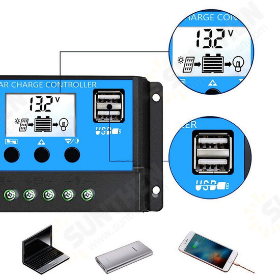 Solar Power System Set 18W Solar Panel 300W Power Inverter 30A Controller Kit Solar Panel Battery Charger