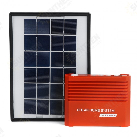 Solar Powered System 3.7V 4400mAh Li-on Battery USB Portable Emergency Light Camping Solar Panel