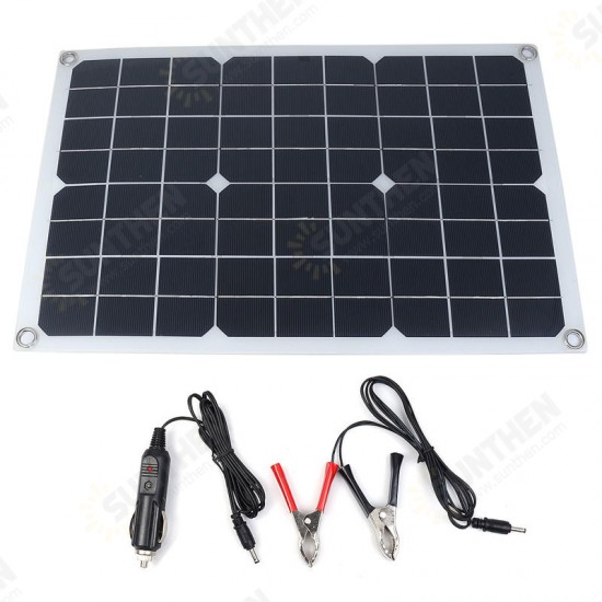 True 20W Solar Panel 12V/5V DC USB Solar Power Panel 4 Heads Monocrystalline