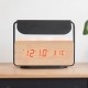 USB Sound Control Wooden Qi Wireless Phone Charger Dock Digital LED Alarm Clock