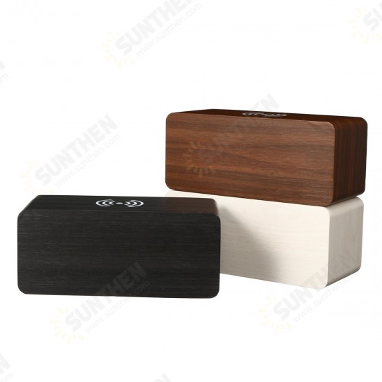 USB Sound Control Wooden Qi Wireless Phone Charger Dock Digital LED Alarm Clock