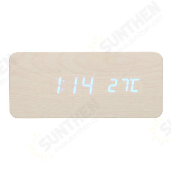 USB Sound Control Wooden Qi Wireless Phone Charger Dock Digital LED Alarm Clock