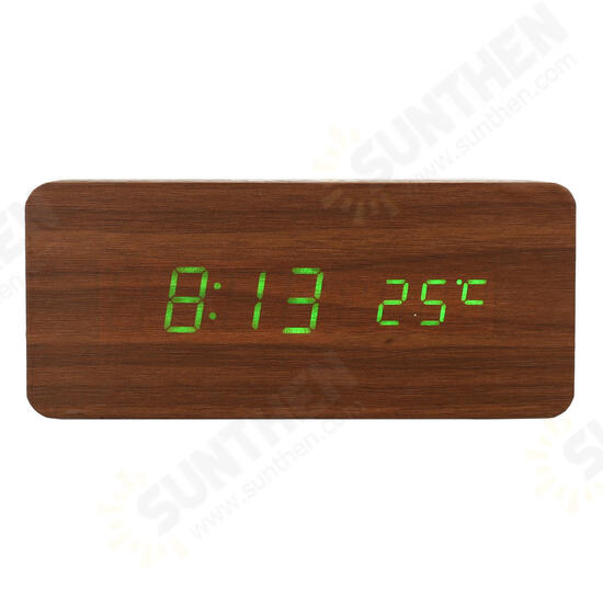 USB Sound Control Wooden Qi Wireless Phone Charger Dock Digital LED Alarm Clock