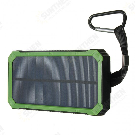 Waterproof 8000mAh Portable Solar Charger Dual USB Battery Power Bank