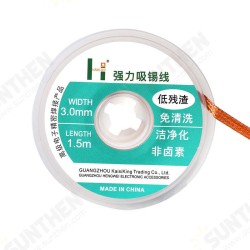 1.5m Length Solder Wick Remover Desoldering Braid Solder Remover Sucker Flux Wick Cable Wire 1.5m Length Solder Wick Remover Desoldering Braid Solder Remover Sucker Flux Wick Cable Wire