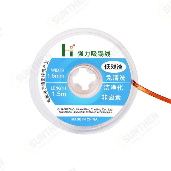 1.5m Length Solder Wick Remover Desoldering Braid Solder Remover Sucker Flux Wick Cable Wire