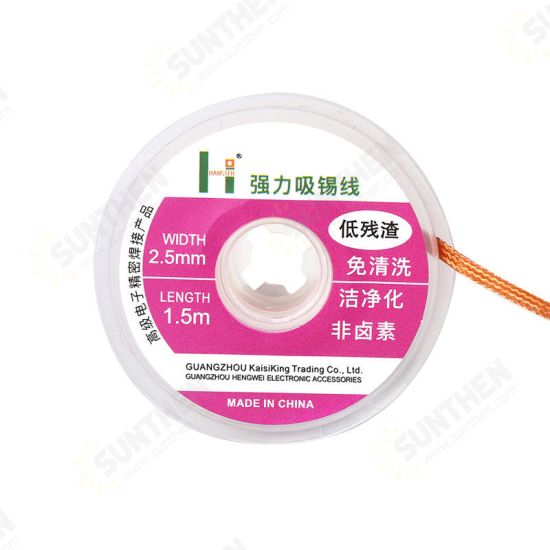 1.5m Length Solder Wick Remover Desoldering Braid Solder Remover Sucker Flux Wick Cable Wire