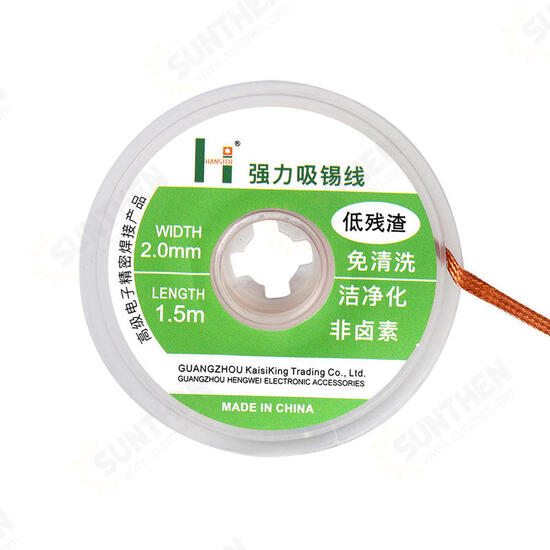 1.5m Length Solder Wick Remover Desoldering Braid Solder Remover Sucker Flux Wick Cable Wire