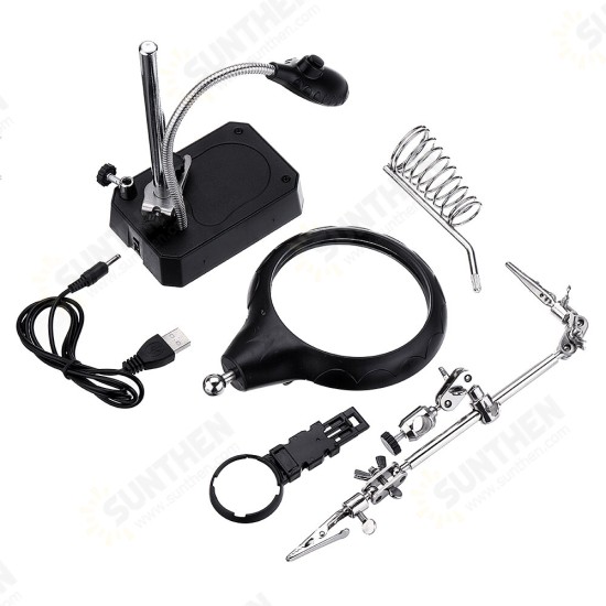 2.5X/7.5X LED Light Soldering Iron Stand Holder Helping Hands Magnifying Glass Magnifier USB Charging 2.5X/7.5X LED Light Soldering Iron Stand Holder Helping Hands Magnifying Glass Magnifier USB Charging