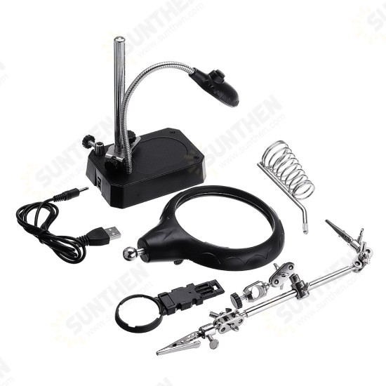 2.5X/7.5X LED Light Soldering Iron Stand Holder Helping Hands Magnifying Glass Magnifier USB Charging 2.5X/7.5X LED Light Soldering Iron Stand Holder Helping Hands Magnifying Glass Magnifier USB Charging