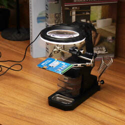 3X/4.5X/25X Soldering Iron Stand Holder Table Magnifier Illuminated Magnifying Glass Third Hand Magnifier with LED Lights 3X/4.5X/25X Soldering Iron Stand Holder Table Magnifier Illuminated Magnifying Glass Third Hand Magnifier with LED Lights