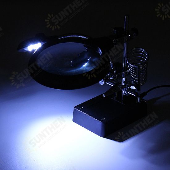 5 LED Light Magnifier Magnifying Glass Helping Hand Soldering Stand with 3 Lens 5 LED Light Magnifier Magnifying Glass Helping Hand Soldering Stand with 3 Lens