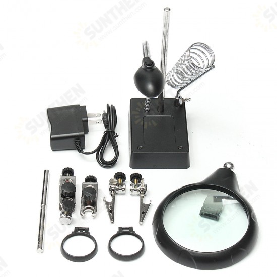 5 LED Light Magnifier Magnifying Glass Helping Hand Soldering Stand with 3 Lens 5 LED Light Magnifier Magnifying Glass Helping Hand Soldering Stand with 3 Lens