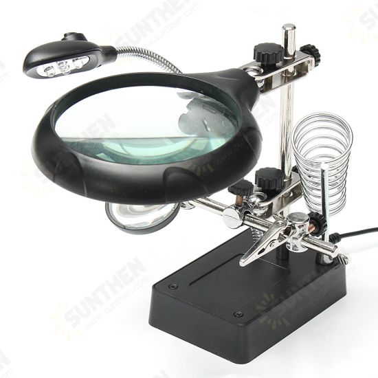 5 LED Light Magnifier Magnifying Glass Helping Hand Soldering Stand with 3 Lens 5 LED Light Magnifier Magnifying Glass Helping Hand Soldering Stand with 3 Lens