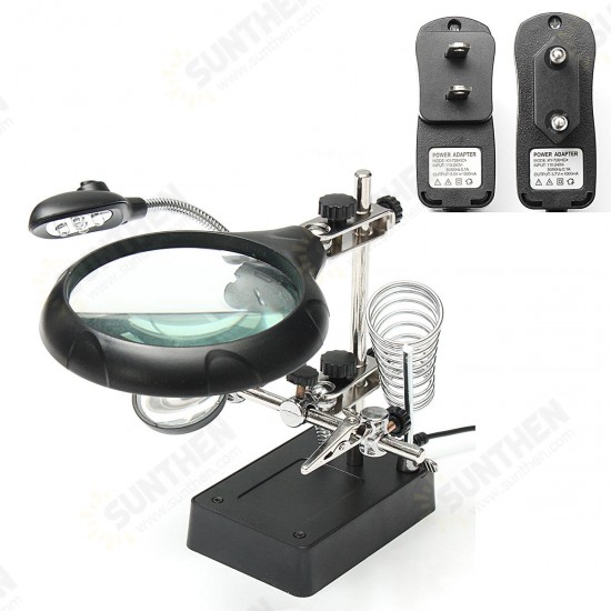 5 LED Light Magnifier Magnifying Glass Helping Hand Soldering Stand with 3 Lens 5 LED Light Magnifier Magnifying Glass Helping Hand Soldering Stand with 3 Lens