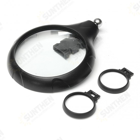 5 LED Light Magnifier Magnifying Glass Helping Hand Soldering Stand with 3 Lens