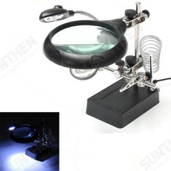 5 LED Light Magnifier Magnifying Glass Helping Hand Soldering Stand with 3 Lens 5 LED Light Magnifier Magnifying Glass Helping Hand Soldering Stand with 3 Lens