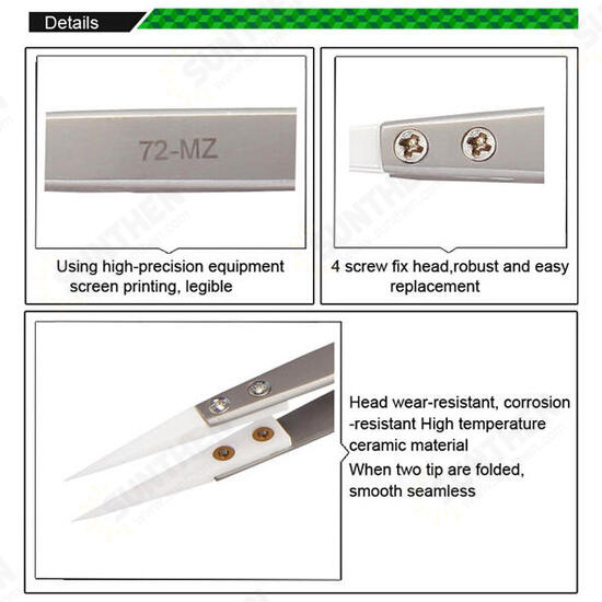 BST-72-MZ Non-inductive Ceramic Stainless Steel Handle Tweezer BST-72-MZ Non-inductive Ceramic Stainless Steel Handle Tweezer