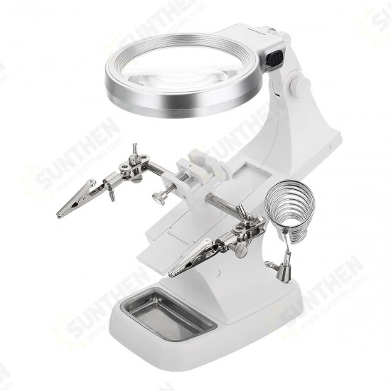 Multifunctional Welding LED Magnifier Helping Hand Soldering Iron Stand Magnifying Lens Clamp Tool