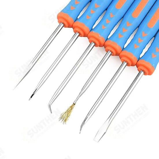 Toolour 6Pcs Solder Assist Precision Electronic Components Welding Grinding Cleaning Repair Tool Kit Assembly Work Hand Tool