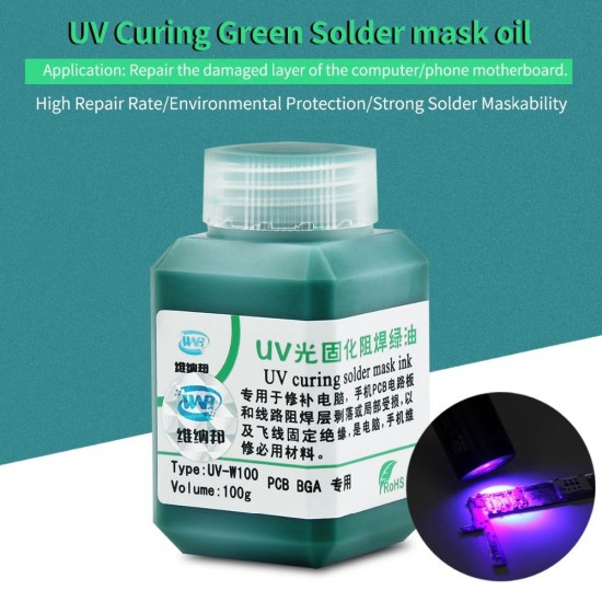100g Green Oil UV Solder Mask Ink BGA PCB Paint Prevent Corrosive Arcing Soldering Paste Flux Ink