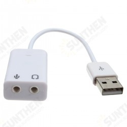 USB 2.0 External Sound Card 20cm 7.1 Channel Sound Card w/3.5mm Headphone and Microphone Jack Interface Stereo Mic Audio Adapter Converter USB 2.0 External Sound Card 20cm 7.1 Channel Sound Card w/3.5mm Headphone and Microphone Jack Interface Stereo Mic Audio Adapter Converter
