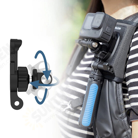 360° Rotation Backpack Shoulder Strap Mount Clip Quick Release Buckle Base Double J-hook for GoPro Hero 9 8 7 6 5 4 Insta360 DJI Osmo Action Camera