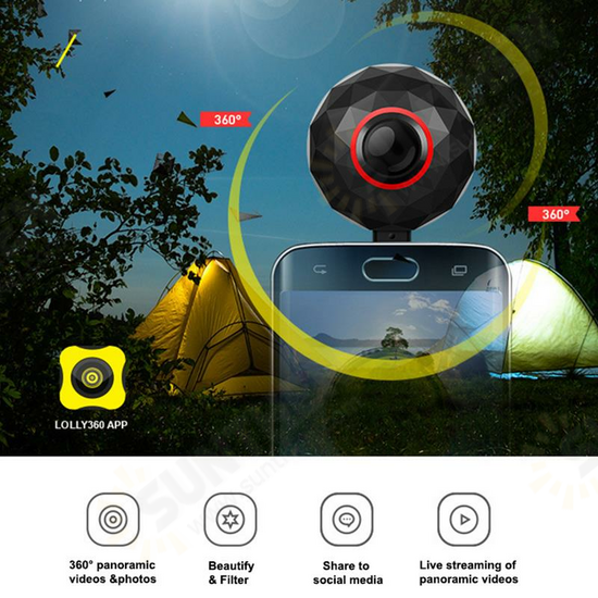 HT-C7 360 Mini Fisheye Lolly Panoramic Camera HD 4K Digital Sports Camera DV WIFI Viedo Camera